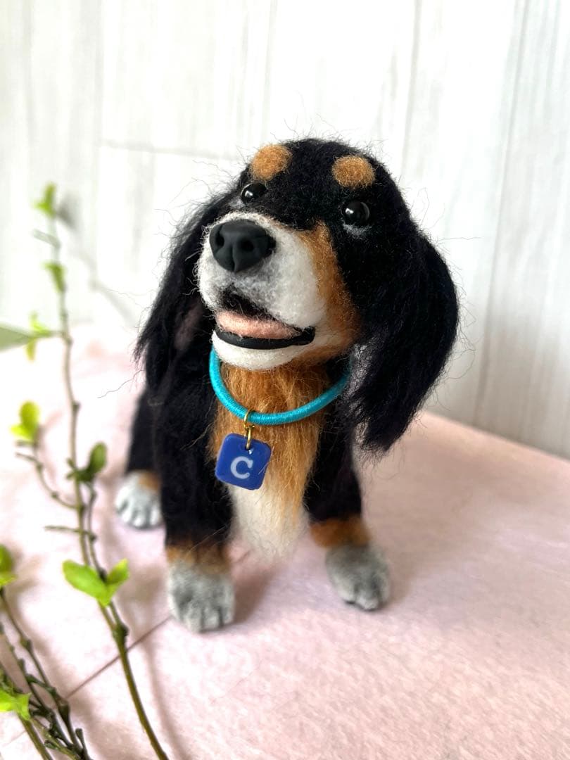 ちくたく　羊毛フェルト犬　 コーギー×コッカー＝バーニーズ？
