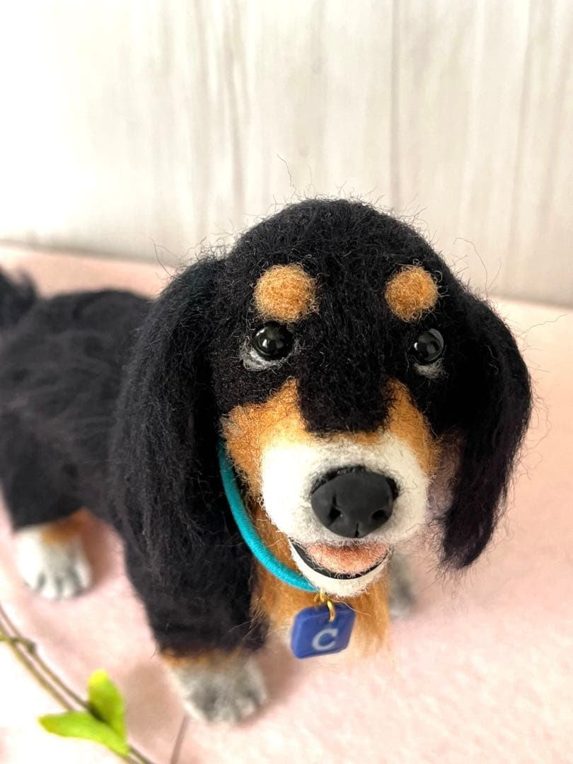 ちくたく　羊毛フェルト犬　 コーギー×コッカー＝バーニーズ？