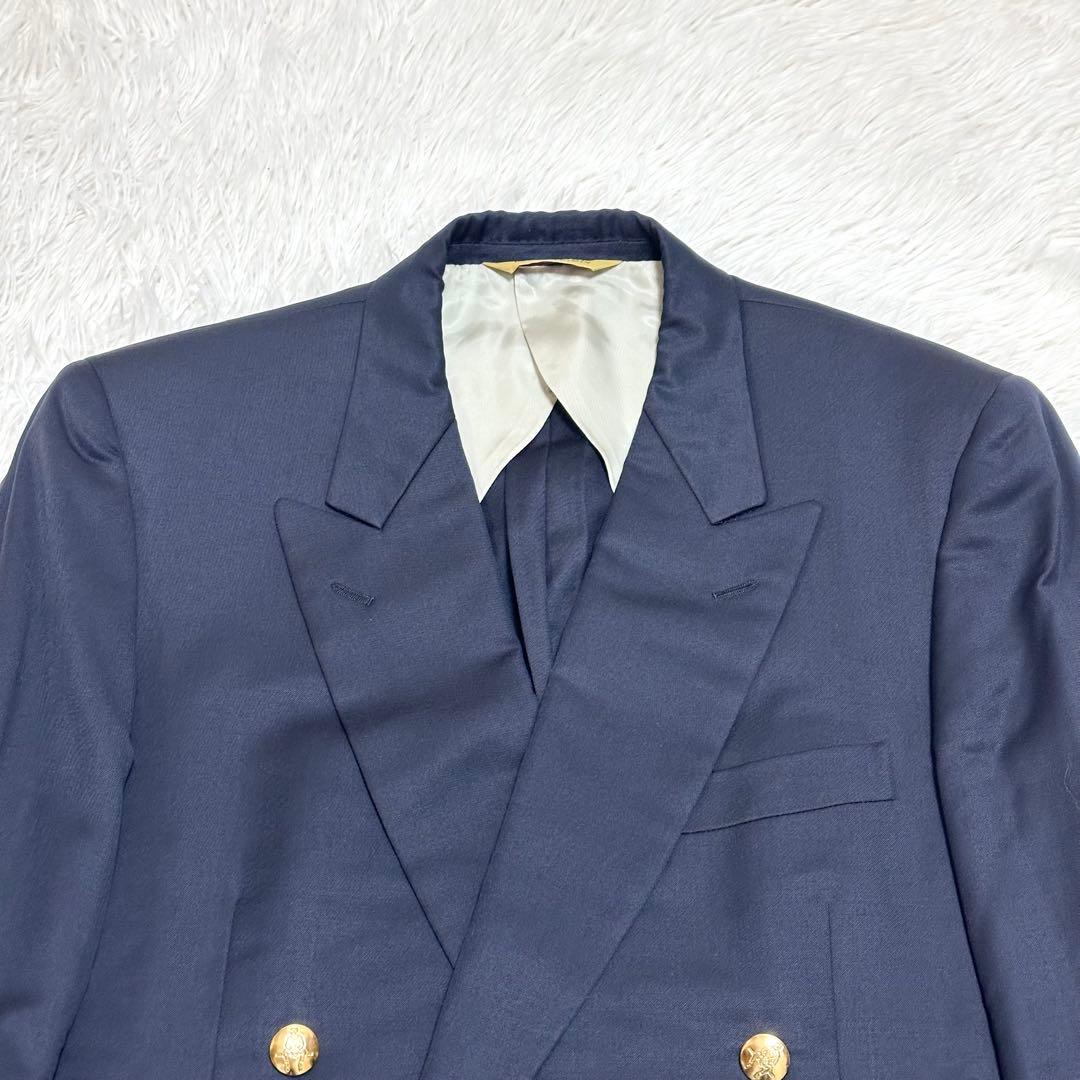 【金ボタン×美品✨上質ウール】Paul Stuart ダブル紺ブレ A6 紳士服