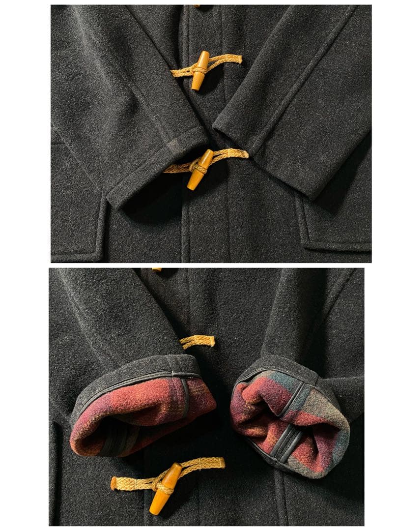 【美品】モンゴメリー　ダッフルコート　90s　カシミヤ混　チェック柄　英国製　L