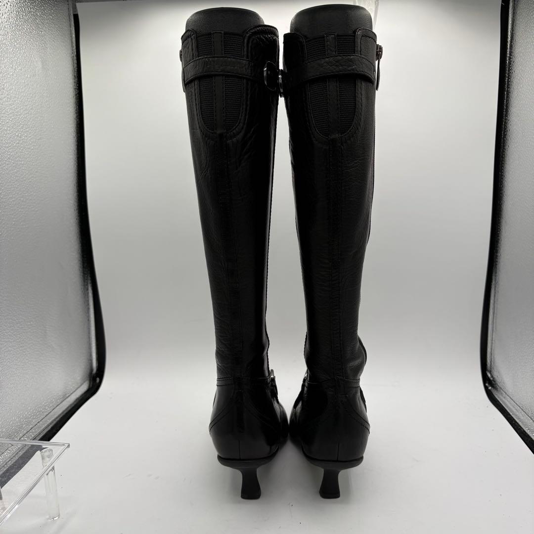 ヨシト　【24.5cm】ロングブーツ ベルト　サイドジップ　ブラック