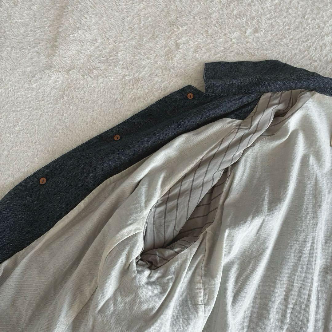 ネストローブ nest Robe リネンデニムステンカラーコート インディゴ