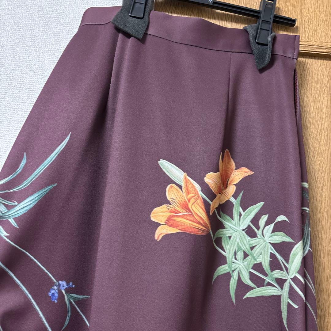 Ameri UND ANNABELLE FLARE SKIRT ボルドー