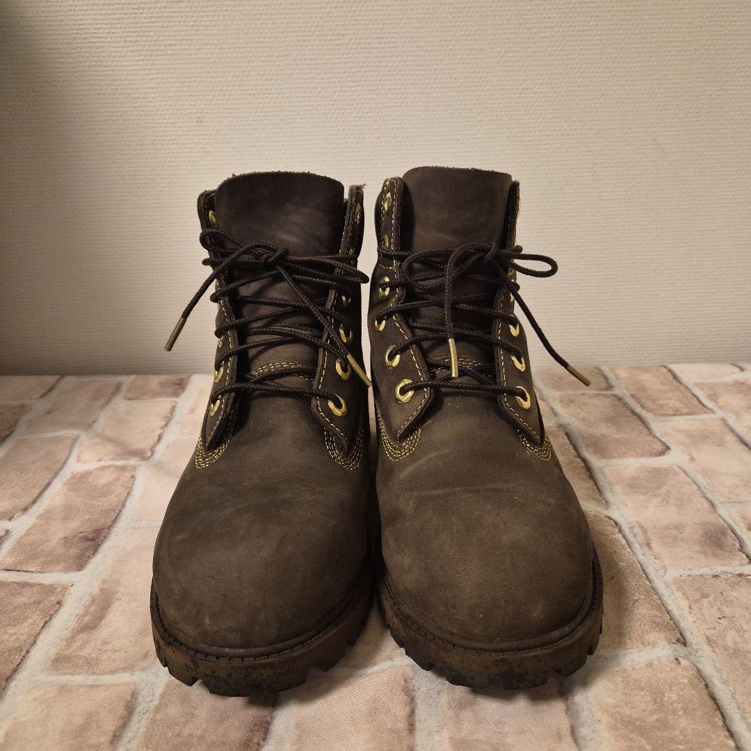 【みい】Timberland ブラウンブーツ　ゴールドロゴ　レア