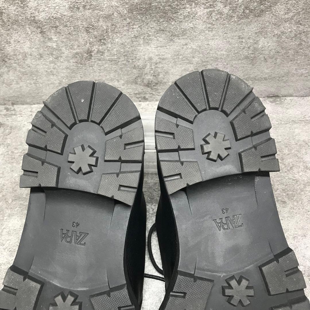 美品　ZARA モックトゥシューズ チロリアン ブラック レザー モカシン