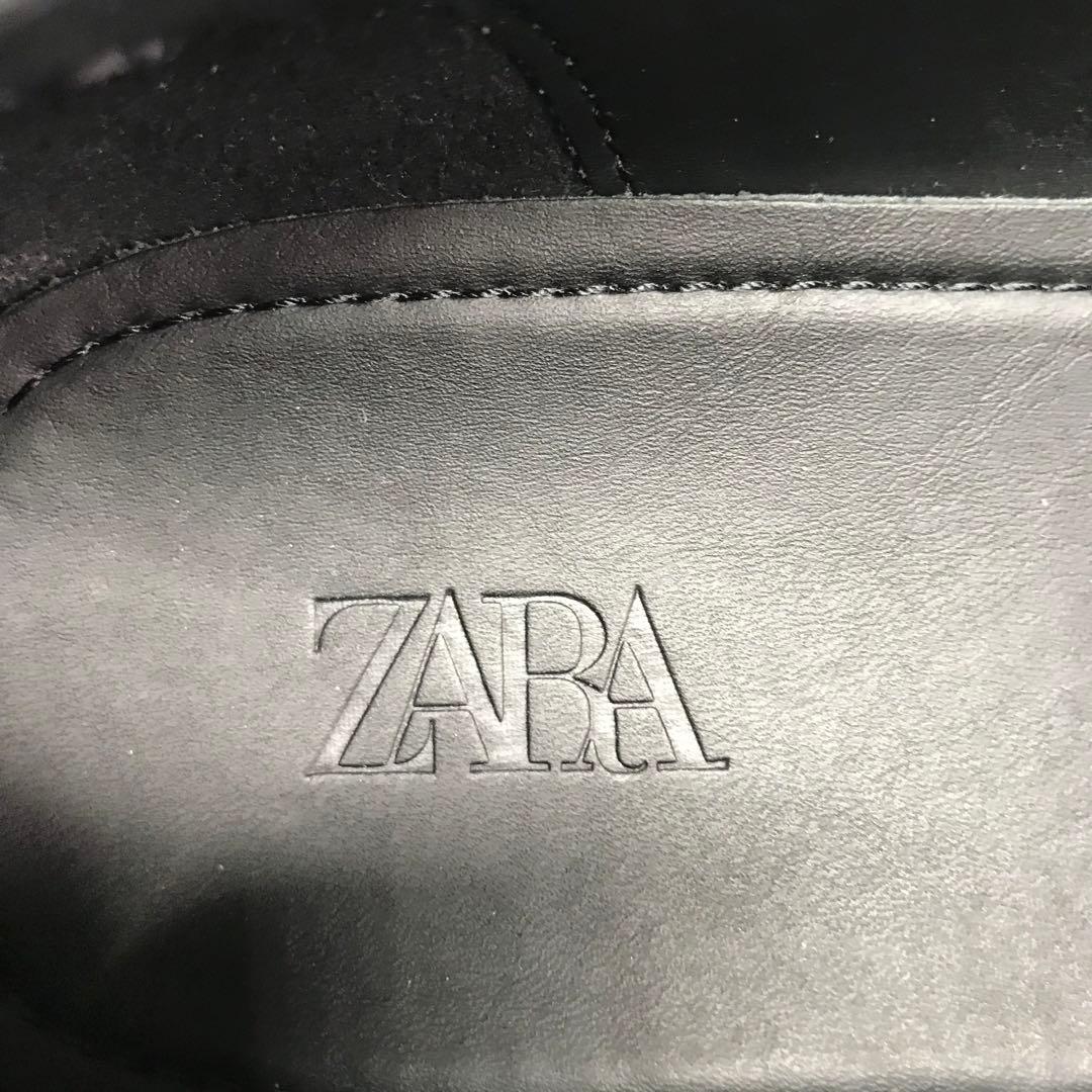 美品　ZARA モックトゥシューズ チロリアン ブラック レザー モカシン