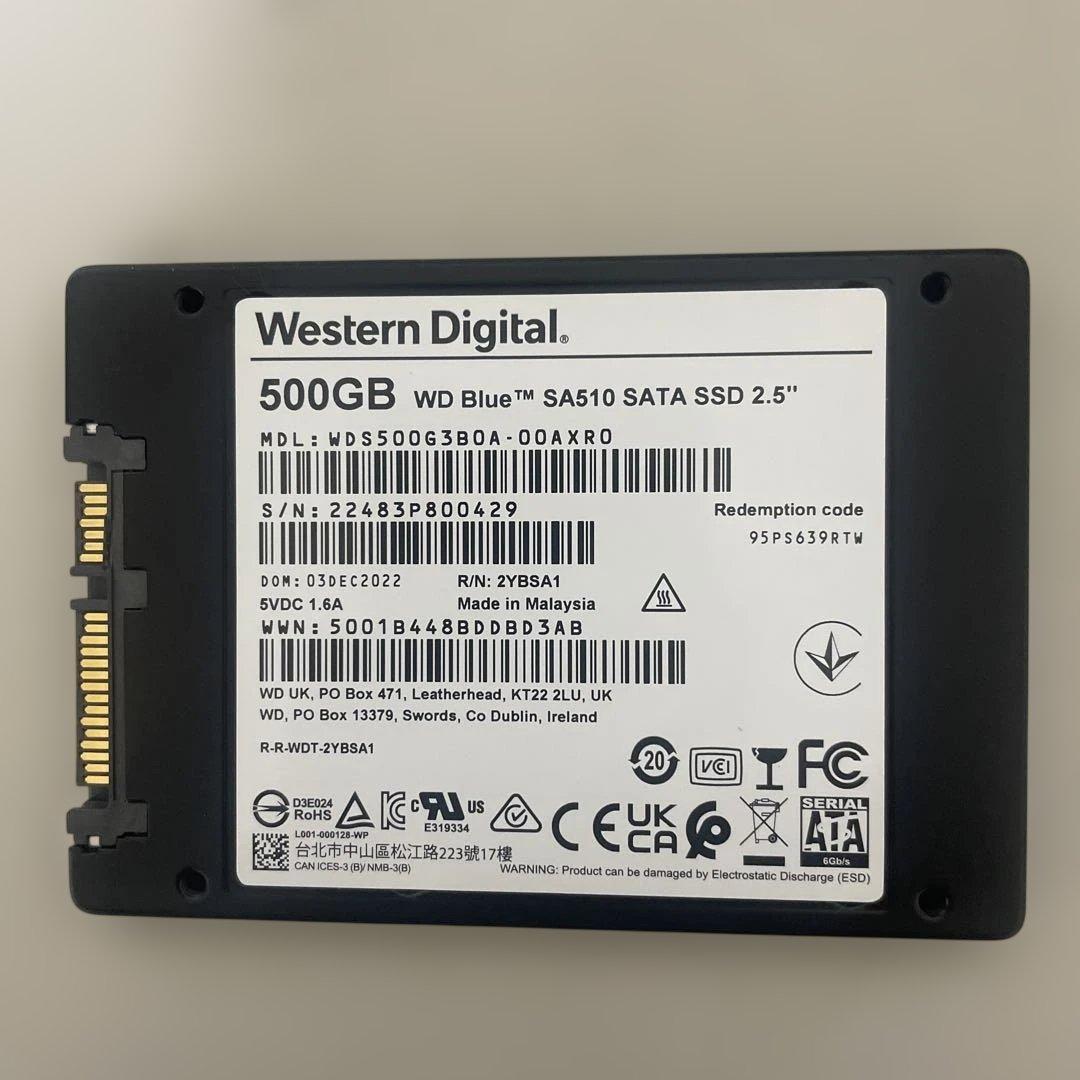 WDBlue SA510 500GB SATA SSD 2.5インチ動作確認済み