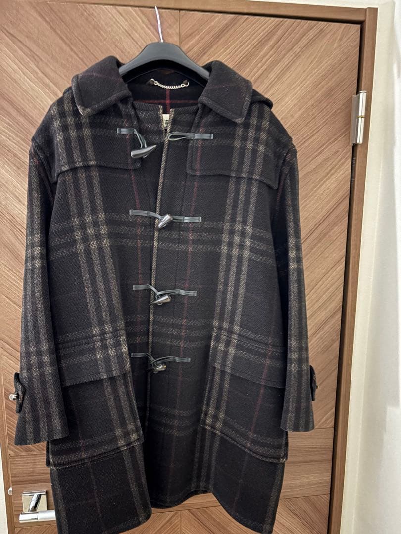 バーバリー BURBERRY ダッフルコート XL 希少なブラック系チェック柄
