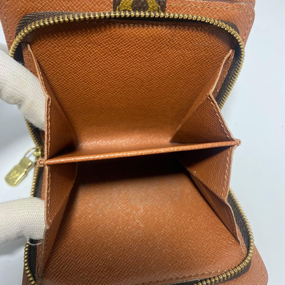 良品　ルイヴィトン 二つ折り財布　ブラウン　モノグラム　コンパクトジップ