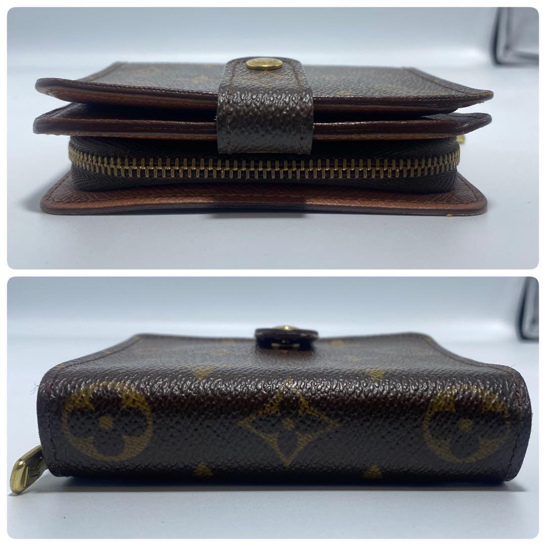 良品　ルイヴィトン 二つ折り財布　ブラウン　モノグラム　コンパクトジップ