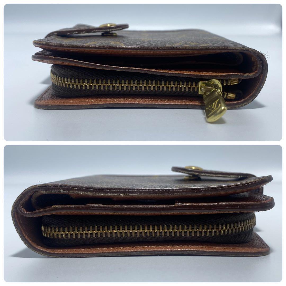 良品　ルイヴィトン 二つ折り財布　ブラウン　モノグラム　コンパクトジップ