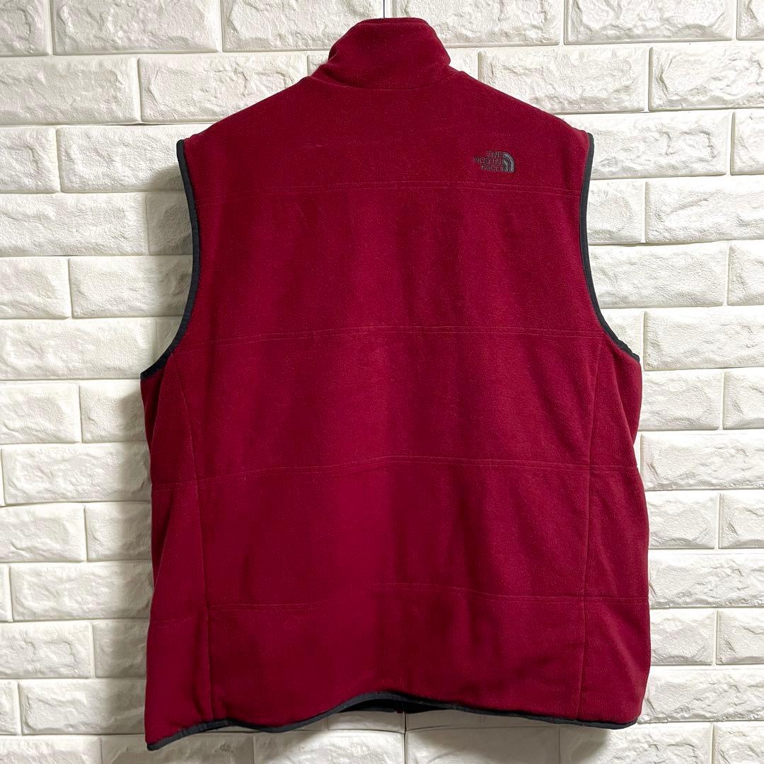 ザノースフェイス　ナイロンフリースベスト　リバーシブル　刺繍ロゴ　メンズXL相当