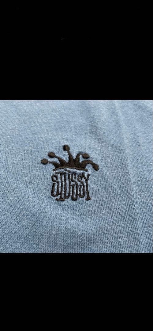 old stussy ブルー Tシャツ L ラグラン 80s バータグ　USA製