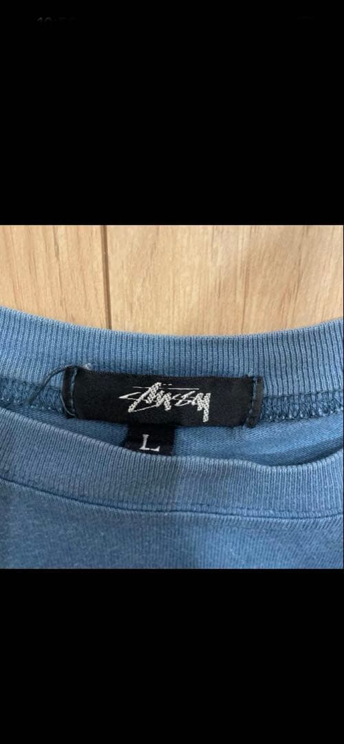 old stussy ブルー Tシャツ L ラグラン 80s バータグ　USA製