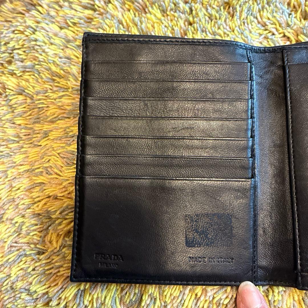 PRADA プラダ 二つ折り財布 ナイロン 丸ロゴ ブラック㉑