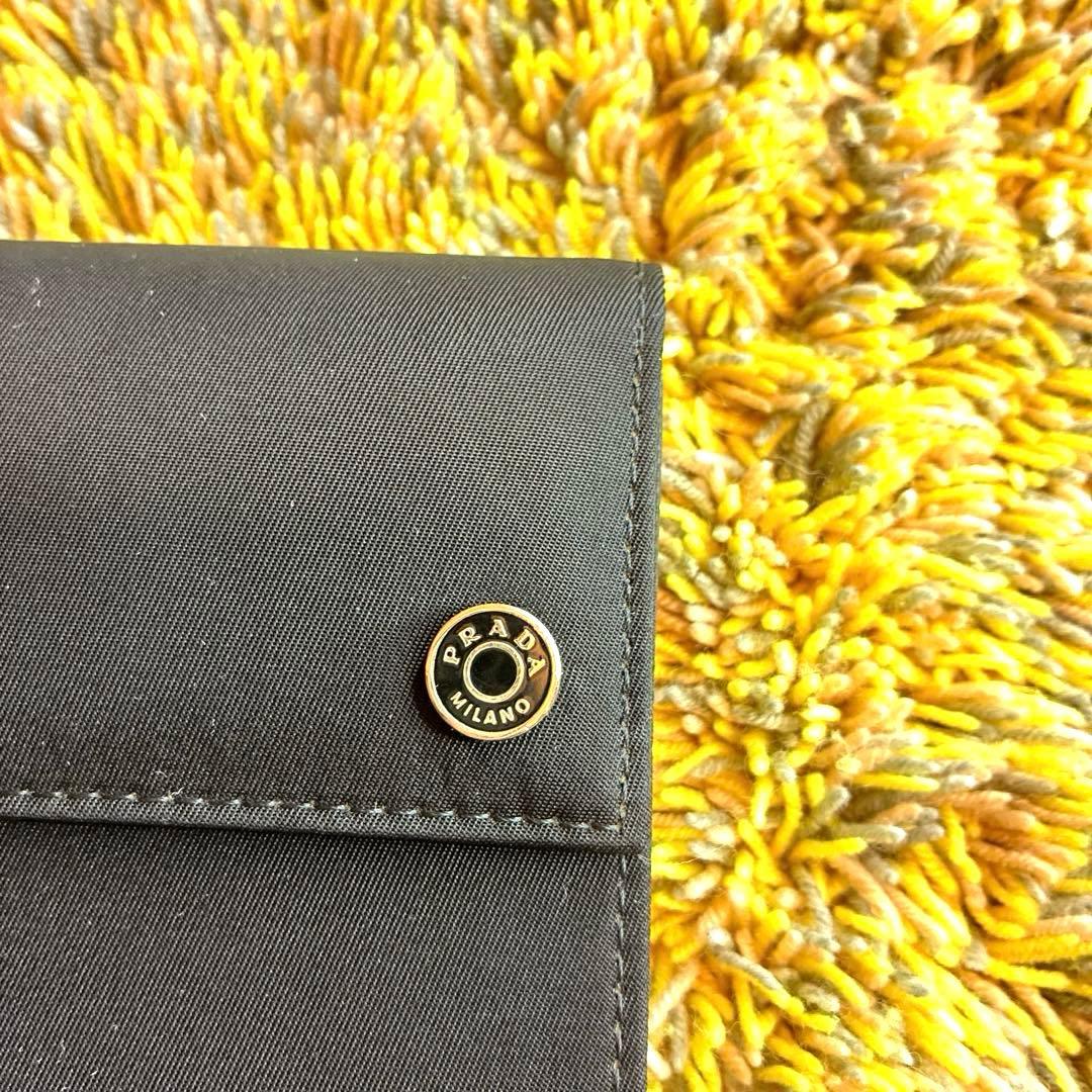 PRADA プラダ 二つ折り財布 ナイロン 丸ロゴ ブラック㉑