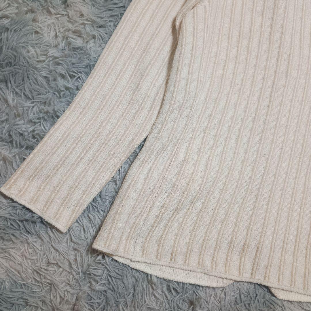 【LARDINI】アイボリー ニットジャケット M イタリア製 ブートニエール