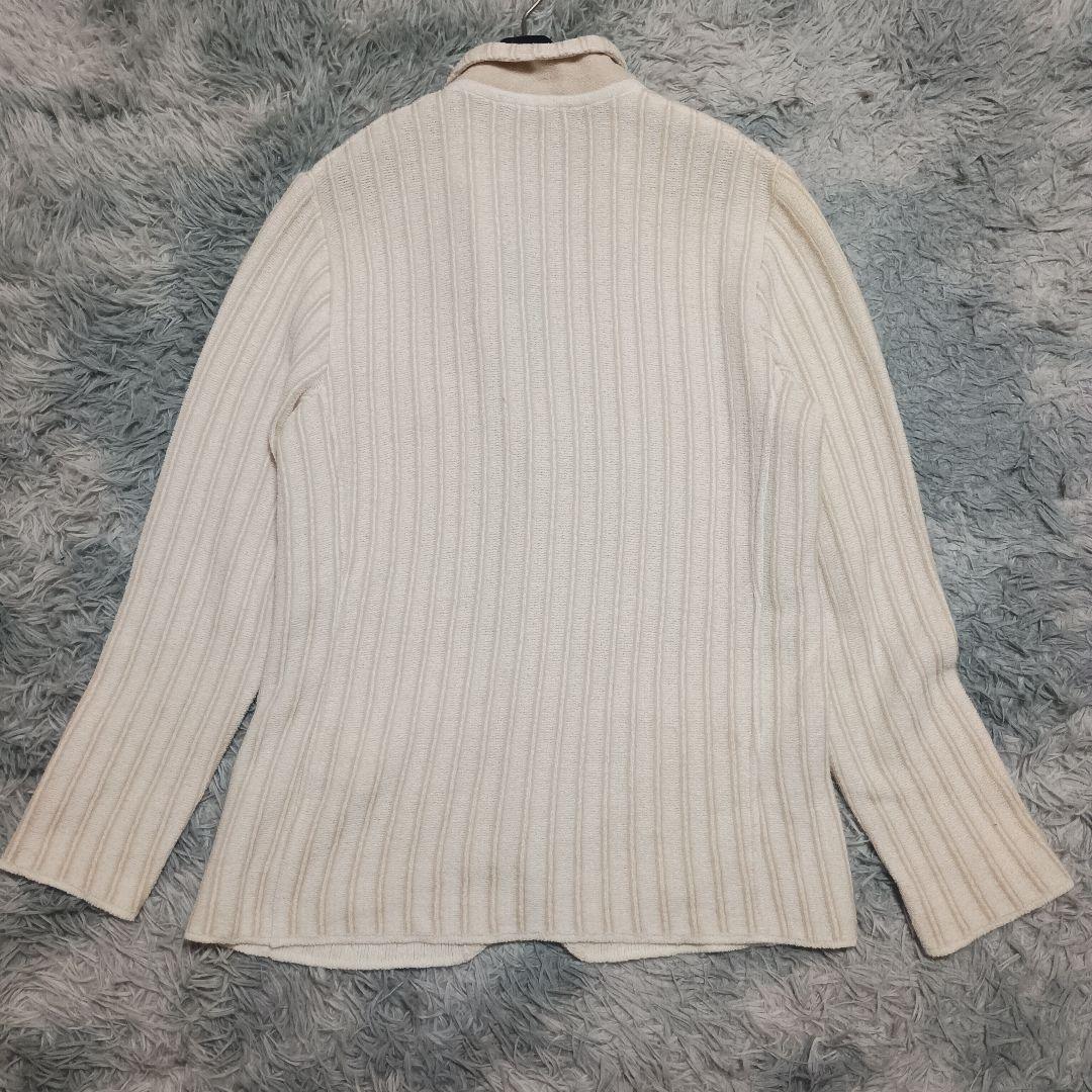 【LARDINI】アイボリー ニットジャケット M イタリア製 ブートニエール
