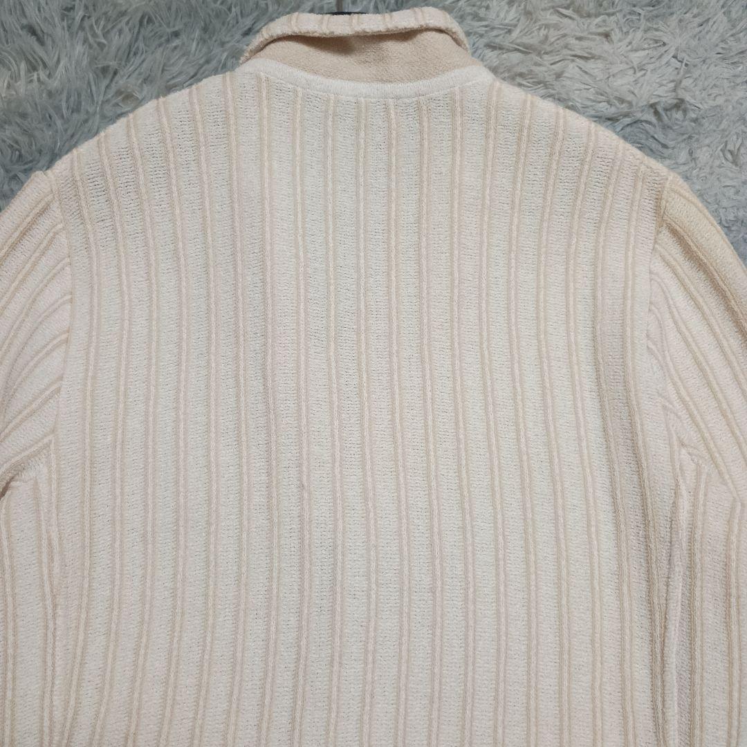 【LARDINI】アイボリー ニットジャケット M イタリア製 ブートニエール