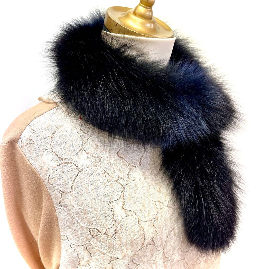 blue fox muffler／黒　ネイビーブルー／GAKE日本製❣️