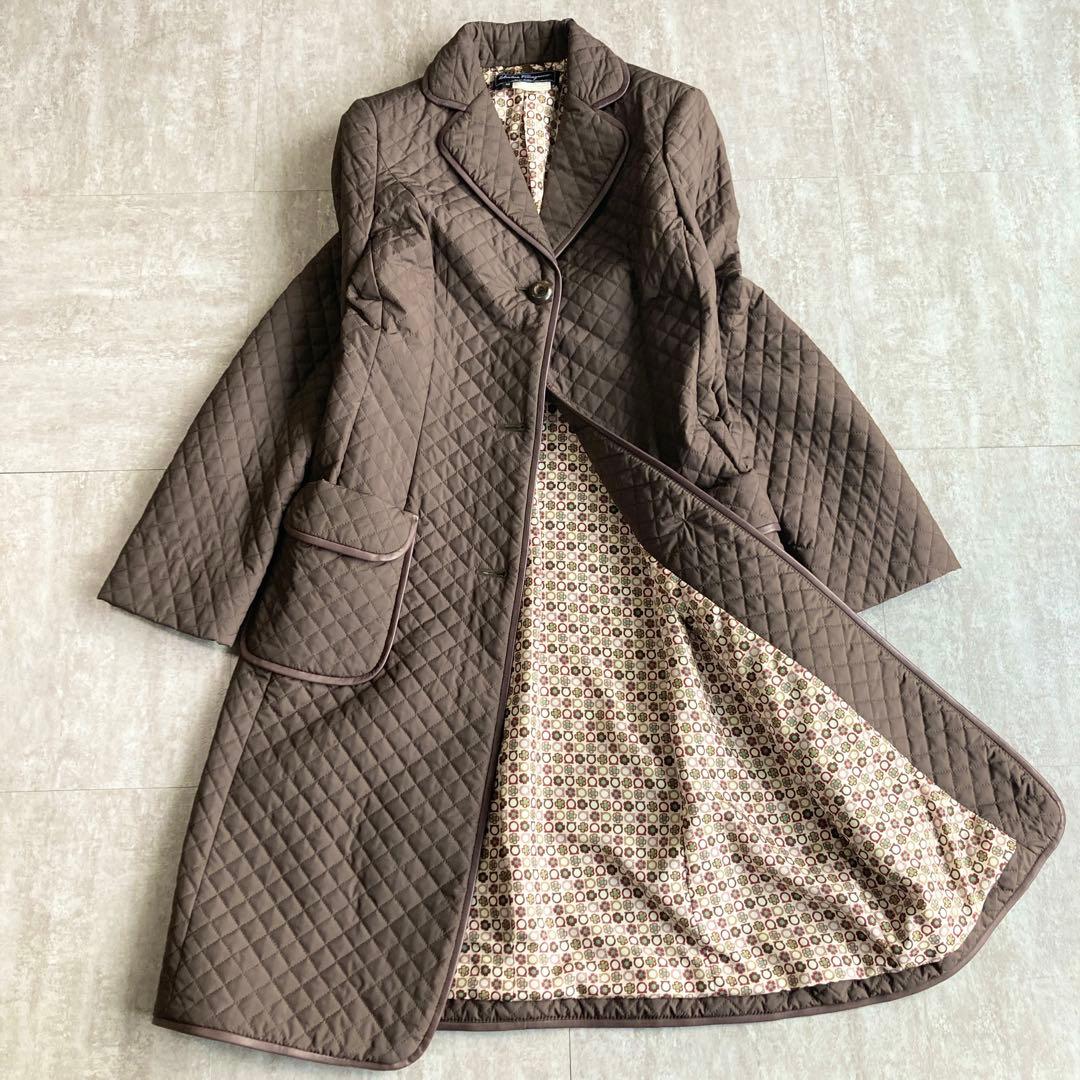 美品⭐️Salvatore Ferragamoキルティング　ロングコート　シルク