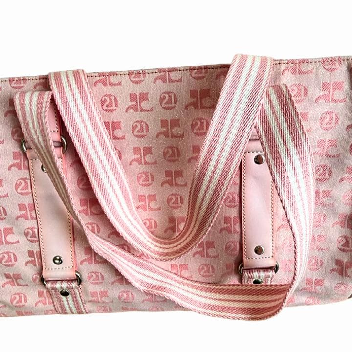 【超希少】 クレージュ courreges ピンク ボストンバッグ キャンバス