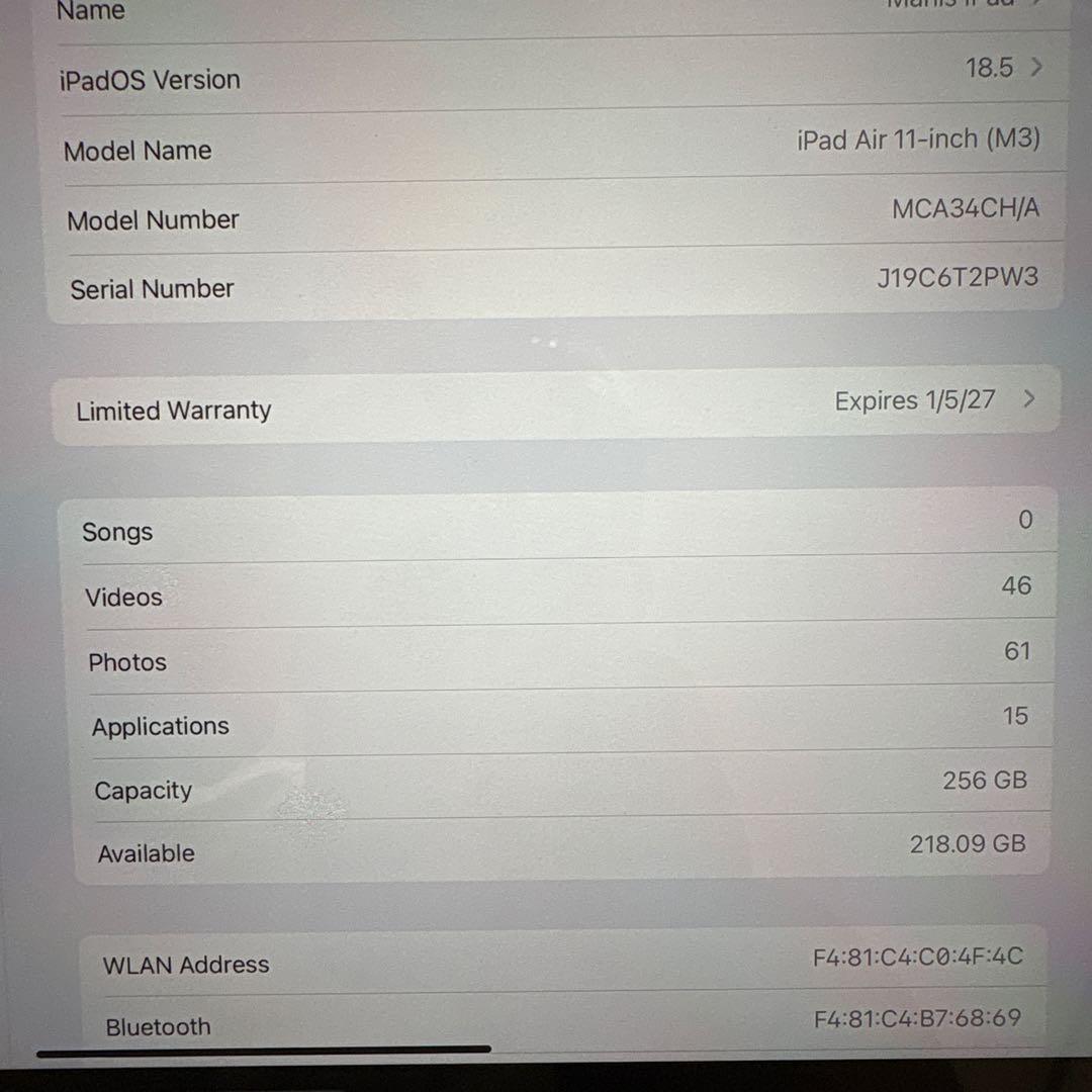 iPad本体 Ipad Air 11 M3 chip (apple Genuine )