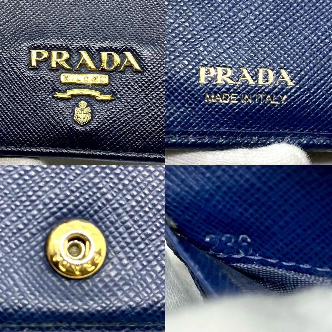 ◆入手困難◆PRADA 二つ折り財布 メタルロゴ サフィアーノ ネイビー