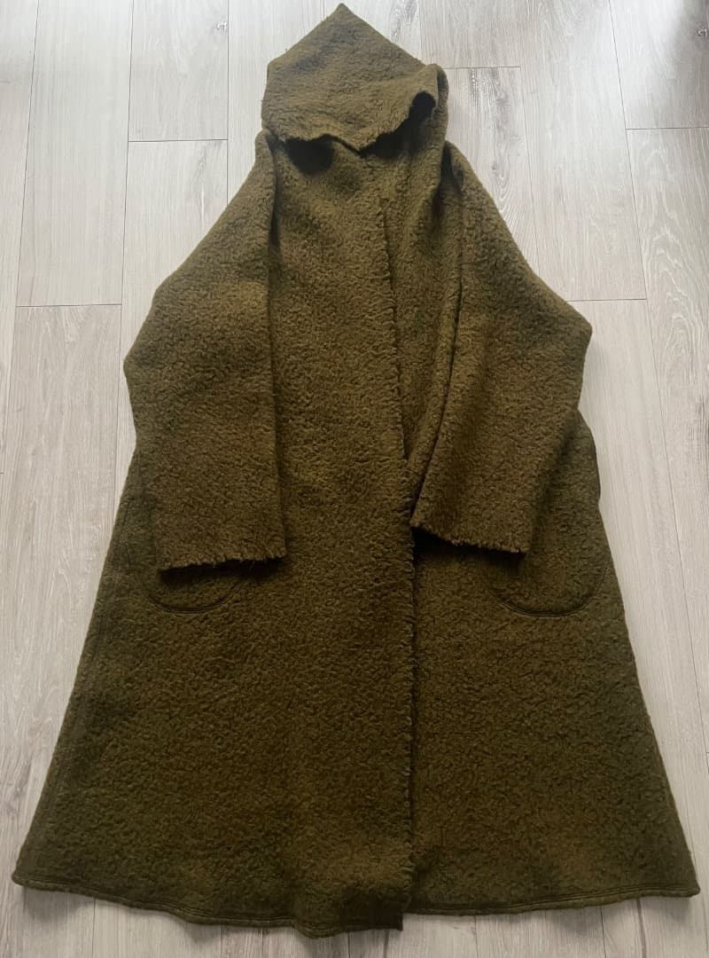【美品】JURGEN LEHL ヨーガンレール 縮絨ウールコート ボタンレス