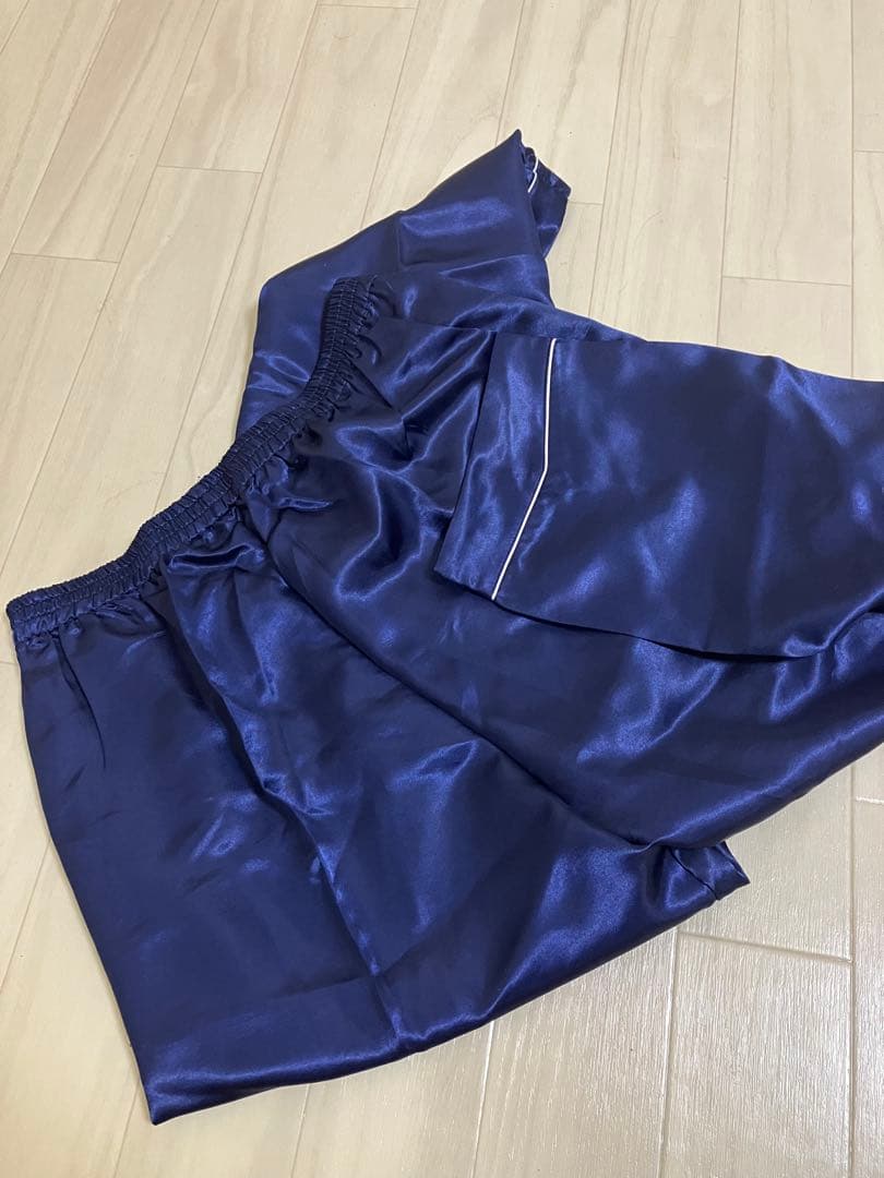 美品 Golden Dragon シルク パジャマ 絹100% ネイビー XL