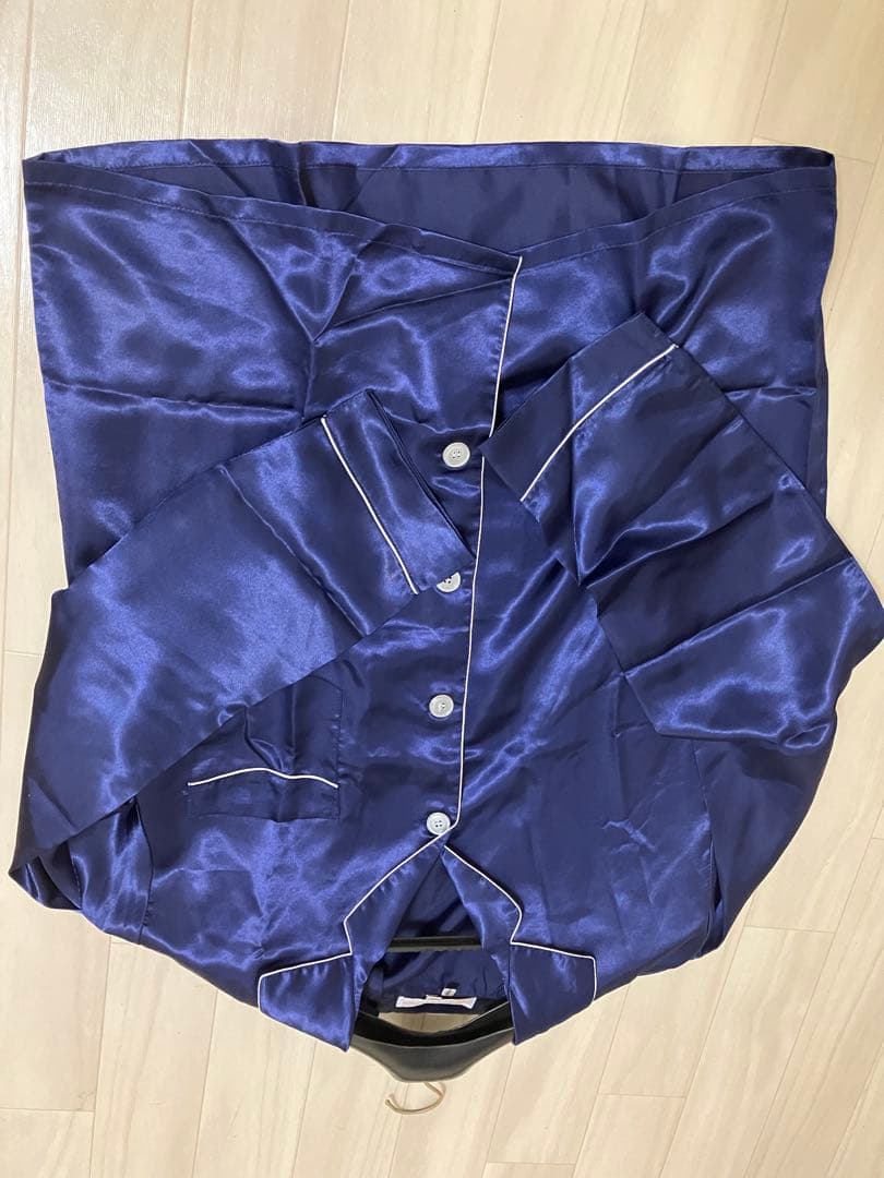 美品 Golden Dragon シルク パジャマ 絹100% ネイビー XL