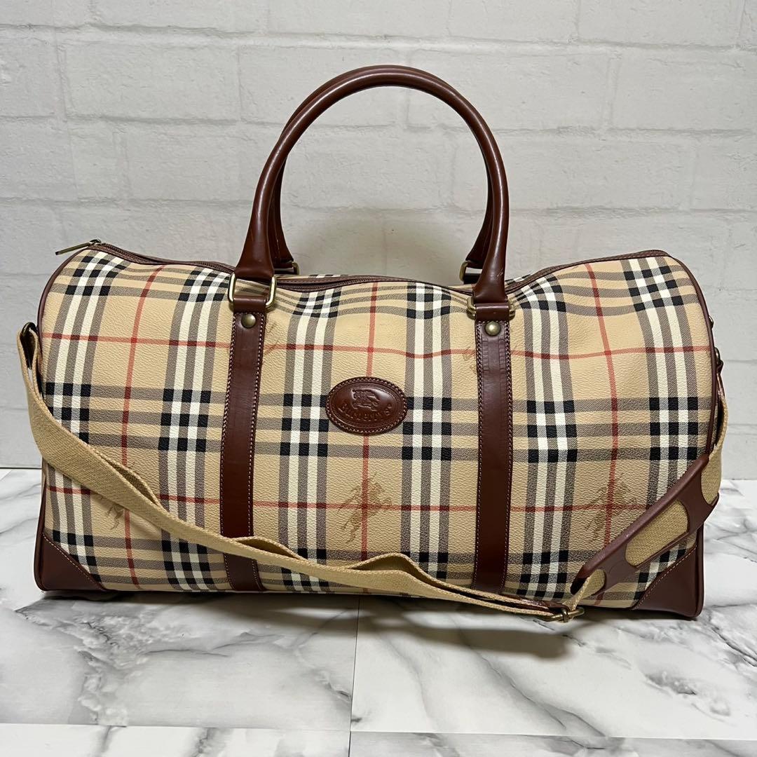 【美品】バーバリーズ　ボストンバッグ 2way ヴィンテージ　大容量　ベージュ
