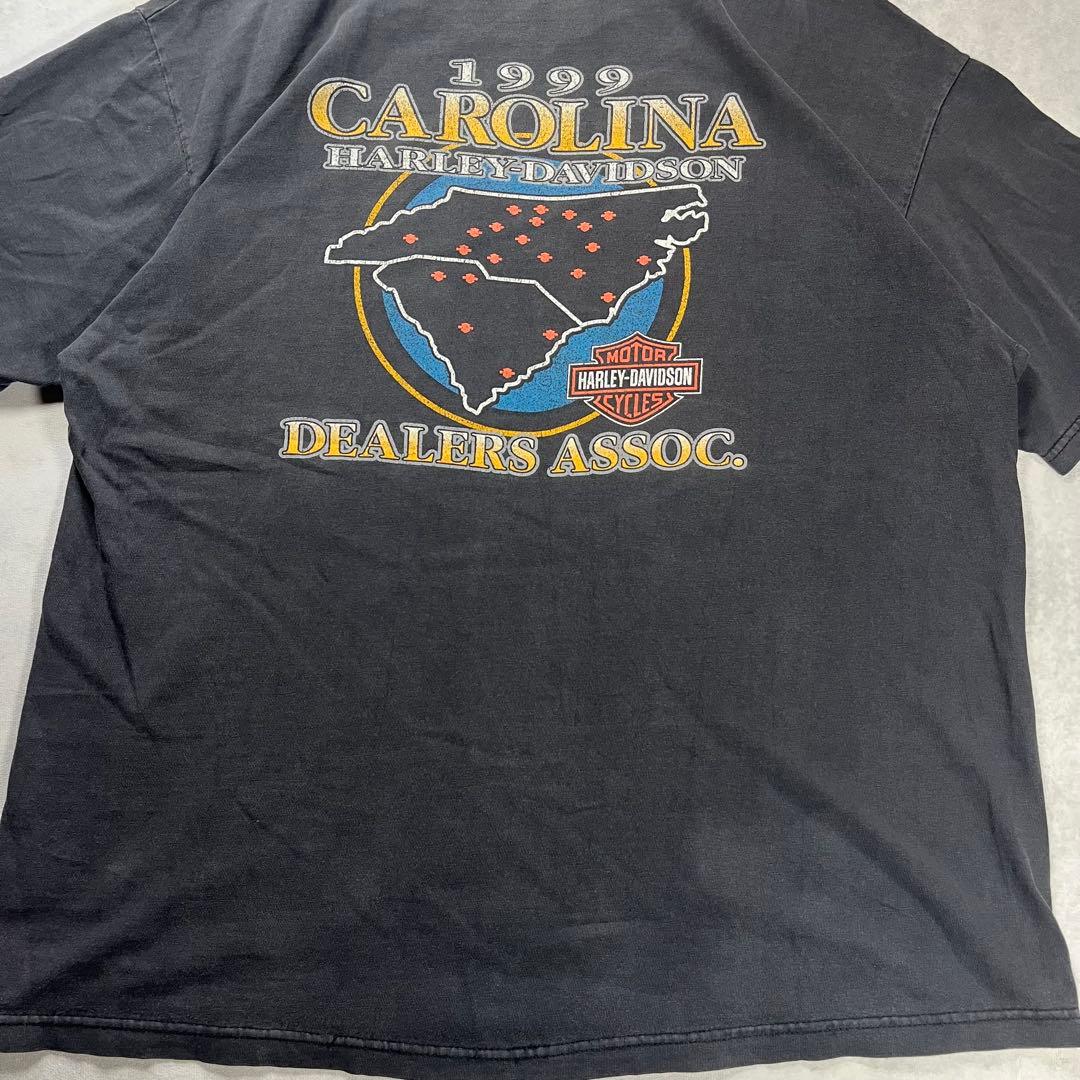 90s ハーレーダビッドソン フェードブラック プリントTシャツ ハーレーt