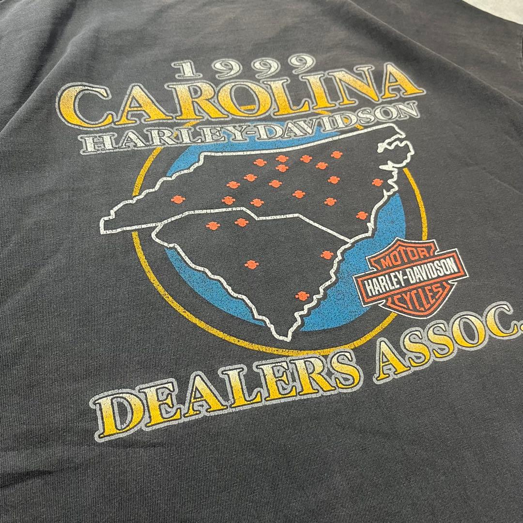 90s ハーレーダビッドソン フェードブラック プリントTシャツ ハーレーt