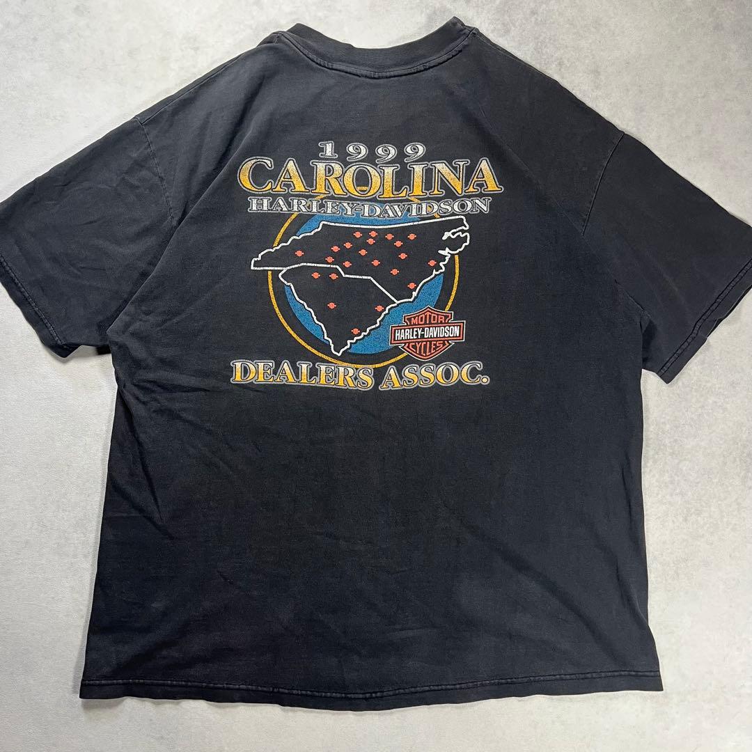 90s ハーレーダビッドソン フェードブラック プリントTシャツ ハーレーt