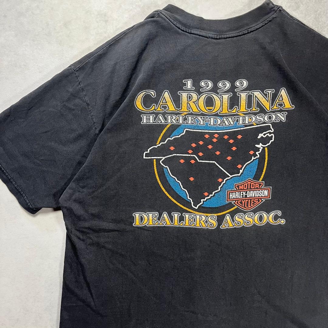90s ハーレーダビッドソン フェードブラック プリントTシャツ ハーレーt