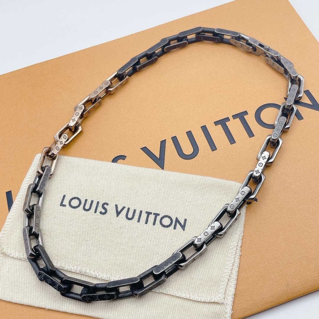 LOUIS VUITTON コリエ　チェーン　ネックレス　モノグラム　ブラック