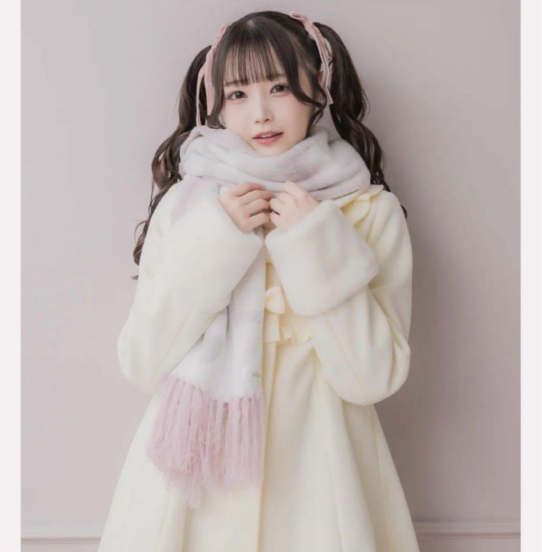 pium ピウム ハートチェックマシュマロニットマフラー ホワイト