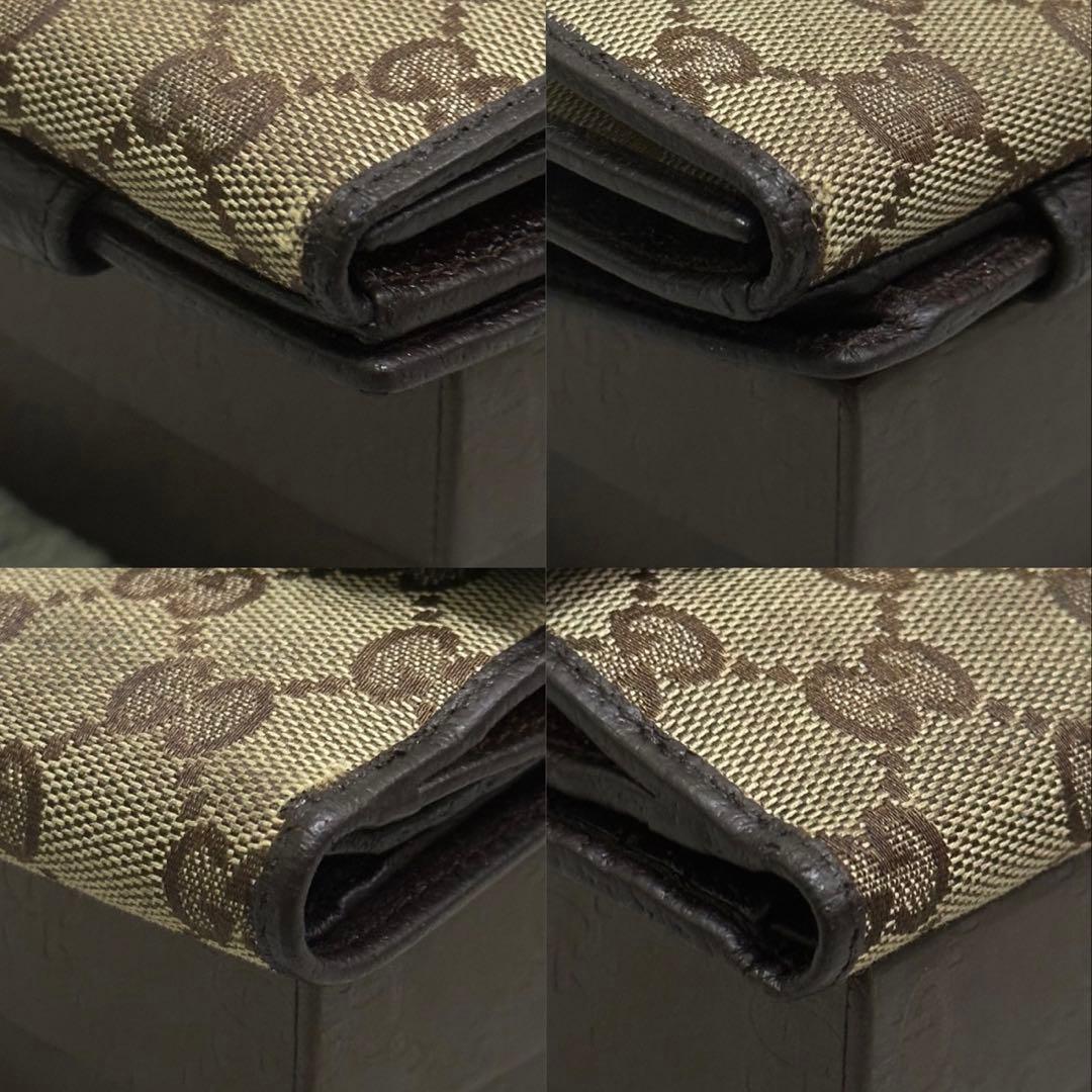 GUCCI グッチ　折り財布　キャンバス　メタルロゴ　GG ブラウン