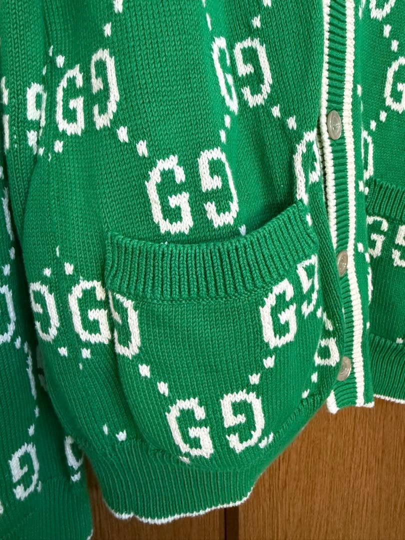 GUCCI GGロゴ グリーン カーディガン