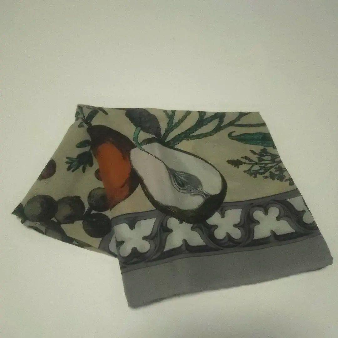 【美品】manipuri ストール ショール リネン 大判 春夏 フルーツ