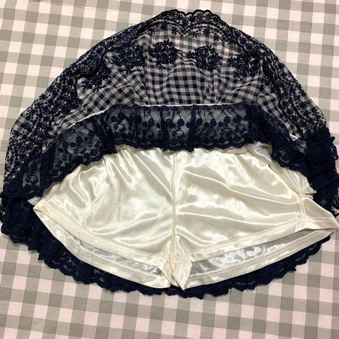 LIZLISA 希少 ネイビー ギンガムチェック柄 スカパン