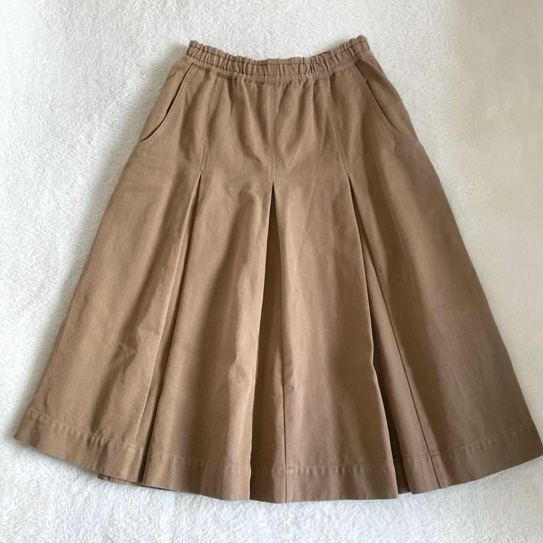 MHL. DRY COTTON OXFORD SKIRT チノ　ブラウン