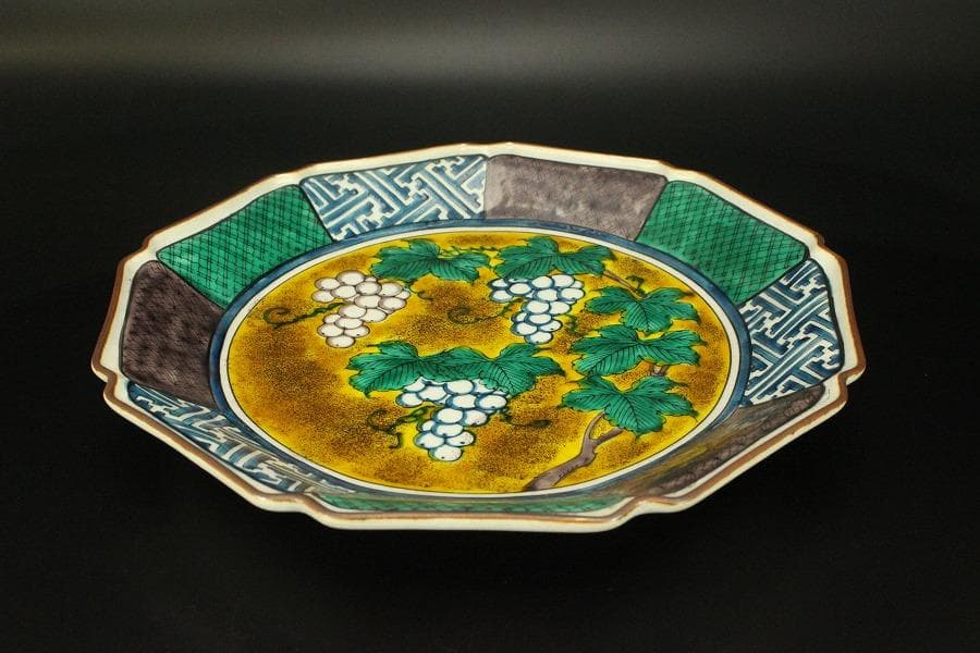 古伊万里 染付 盤 皿 葡萄柄 箱入 537