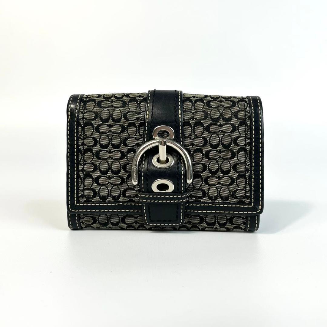 小物 Coach Soho Signature Flap Wallet Black
