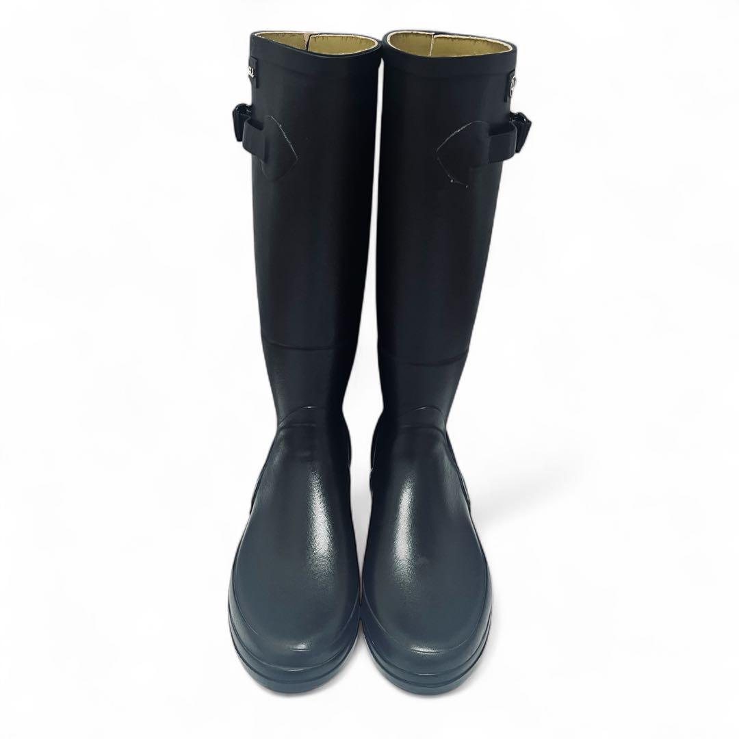 極美品！エーグル AIGLE レインブーツ ロングブーツ バックル付き