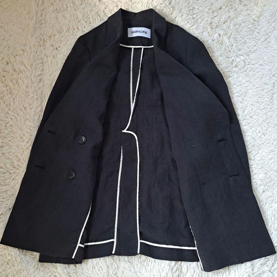 定価3.3万 BABYLONE リネンダブルジャケット 墨黒 ゆったり