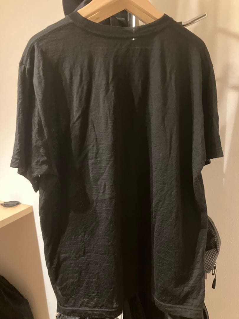 山と道　100% ライトメリノPocket T-shirt ブラック XLサイズ