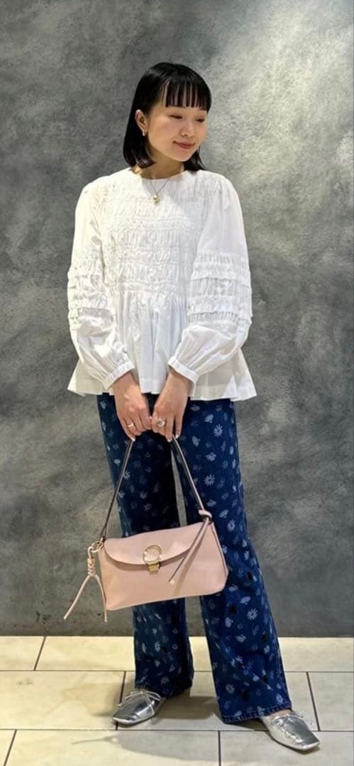 MACPHEE フラワープリントデニム　フレアパンツsize 32