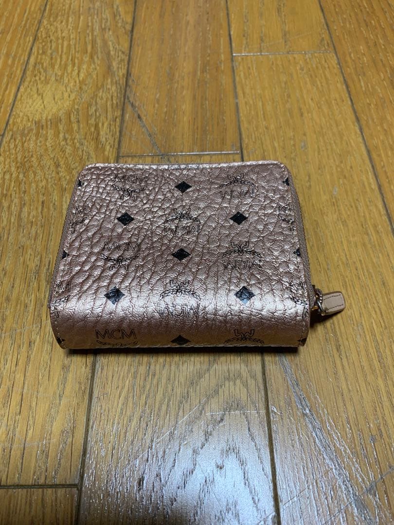 MCM パウダーピンク ピンク　二つ折り財布　アラウンドジップ